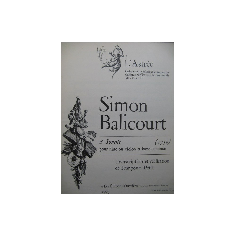 BALICOURT Simon Sonate No 2 Piano Flûte ou Violon 1967