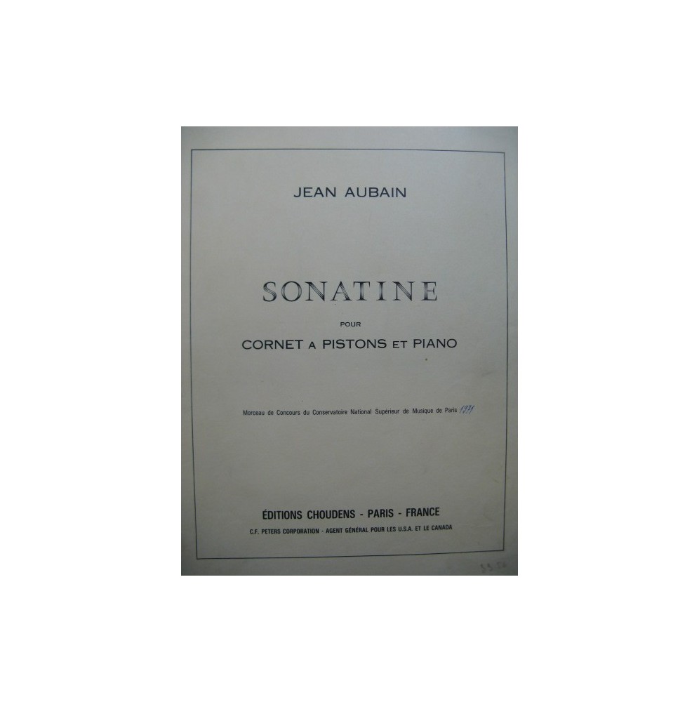 AUBAIN Jean Sonatine Cornet à Pistons Piano 1971