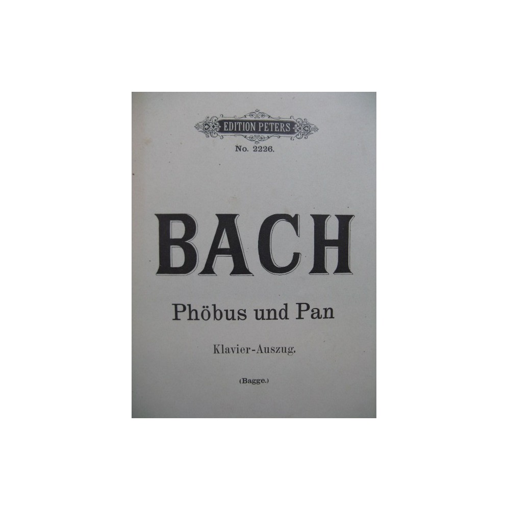 BACH J. S. Phöbus und Pan Chant Piano