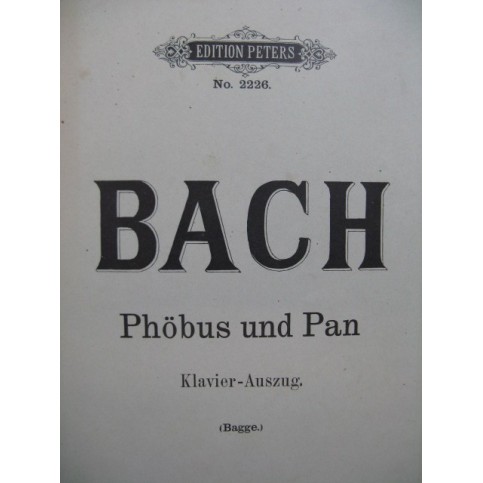 BACH J. S. Phöbus und Pan Chant Piano