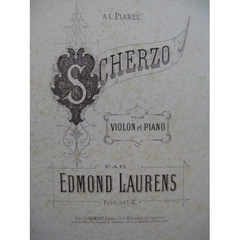 LAURENS Edmond Scherzo Violon Piano ca1890