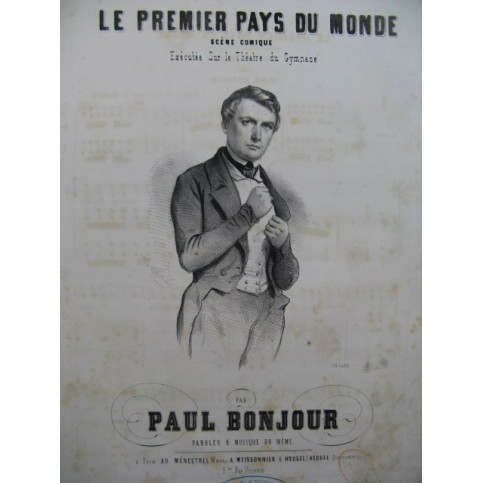 BONJOUR Paul Le Premier Pays du Monde Piano Chant ca1850