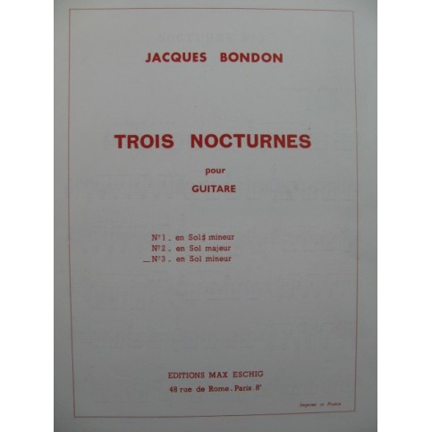 BONDON Jacques Nocturne No 3 Guitare 1972