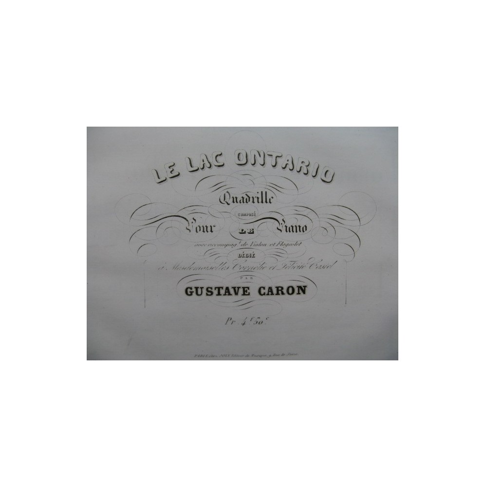CARON Gustave Le Lac Ontario Piano XIXe siècle