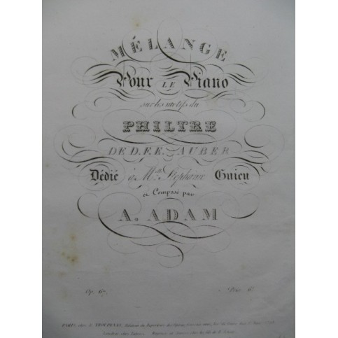 ADAM Adam Mélange Philtre Auber Piano ca1835
