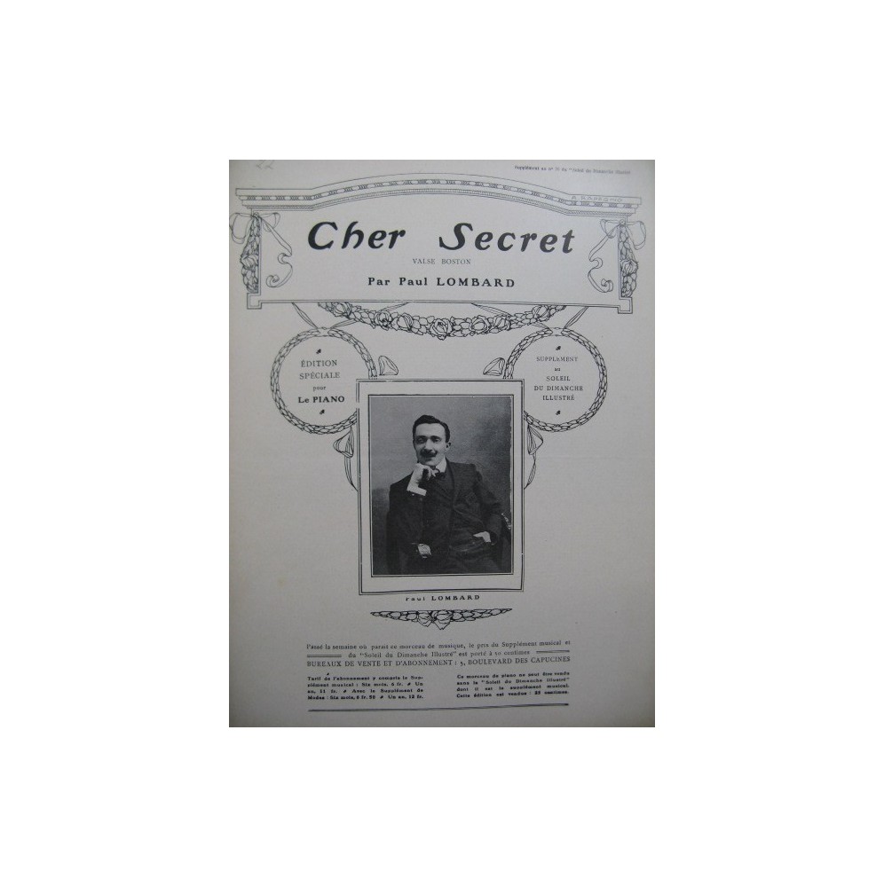 LOMBARD Paul Cher Secret Piano 1908
