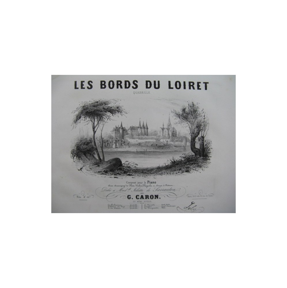CARON Gustave Les Bords du Loiret Piano XIXe siècle