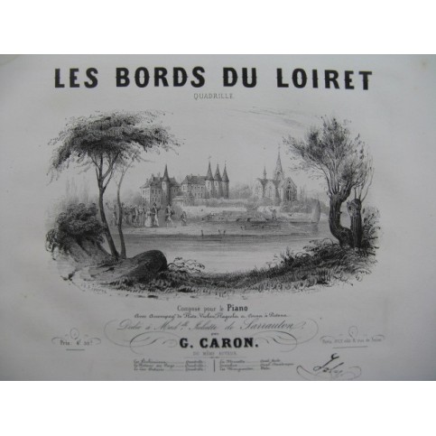 CARON Gustave Les Bords du Loiret Piano XIXe siècle