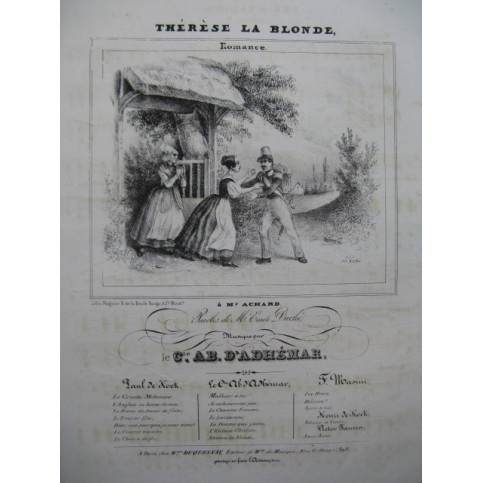 D'ADHÉMAR Ab. Thérèse la Blonde Chant Piano ca1840
