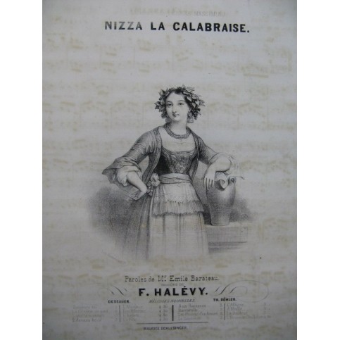 HALÉVY F. Nizza la Calabraise Chant Piano ca1840
