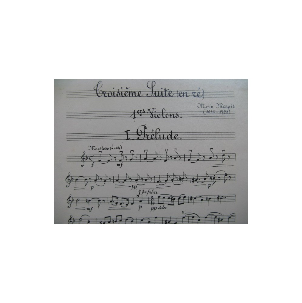 MARAIS Marin Troisième Suite pour Orchestre à Cordes