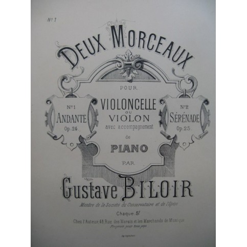 BILOIR Gustave Andante Violon Piano