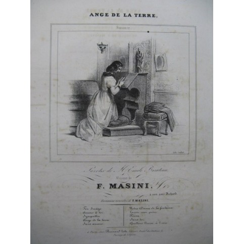 MASINI F. Ange de la Terre Chant Piano ca1840