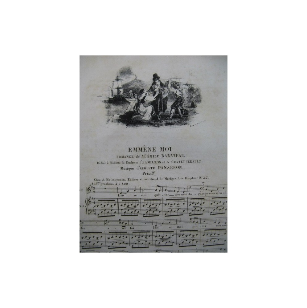 PANSERON Auguste Emmène Moi Chant Piano ca1830