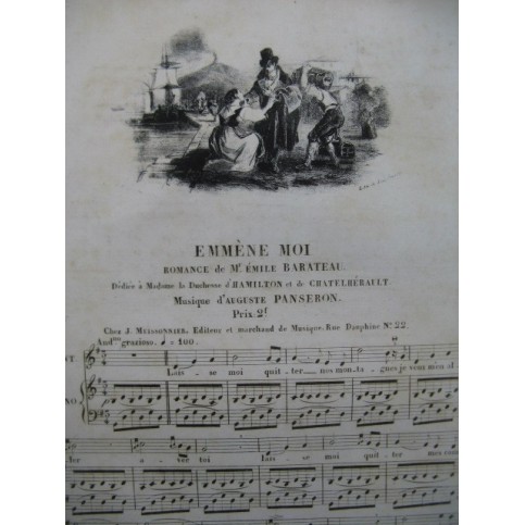 PANSERON Auguste Emmène Moi Chant Piano ca1830