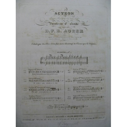 AUBER D. F. E. Acteon No 5 Chant Piano 1836