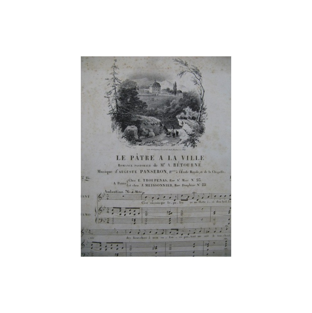 PANSERON Auguste Le Pâtre à la Ville Chant Piano ca1830