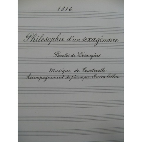 TOURTERELLE Philosophie d'un Sexagénaire Manuscrit Chant Piano 1917
