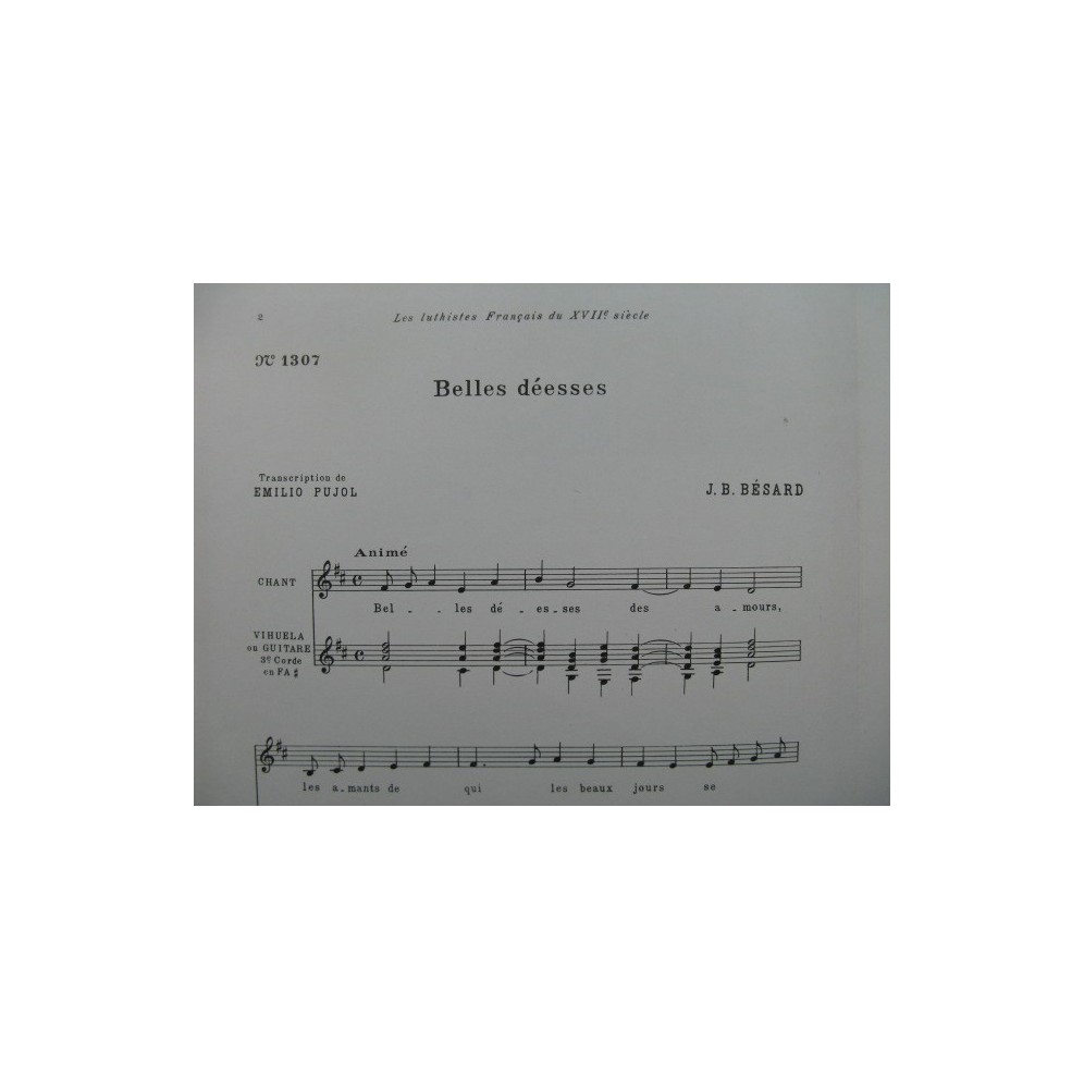 BÉSARD J. B. Belles Déesses Chant Guitare 1962