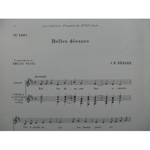 BÉSARD J. B. Belles Déesses Chant Guitare 1962