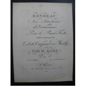 KARR Henry Rondeau avec Introduction Piano ca1830