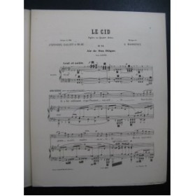 MASSENET Jules Le Cid No 14 Air de Don Diègue Chant Piano 1886