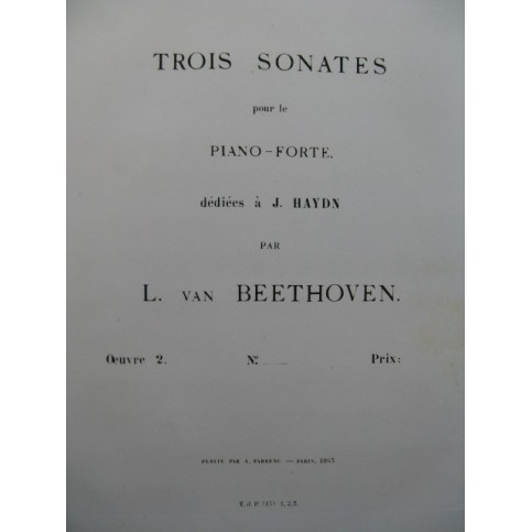 BEETHOVEN Sonate op 2 No 2 Piano 1863