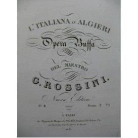 ROSSINI G. L'Italiana in Algieri No 4 Chant Piano ca1820