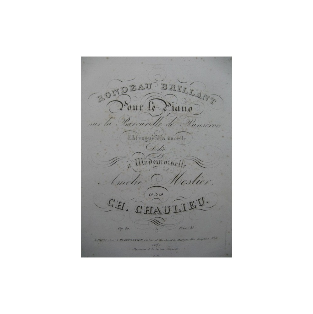 CHAULIEU Charles Rondeau Brillant Piano ca1825