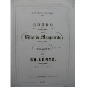LENTZ CH. Rondo Brillant Piano ca1855