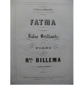 BILLEMA Raphael Fatma Piano XIXe siècle