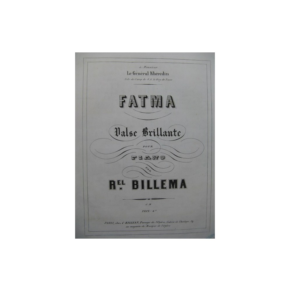 BILLEMA Raphael Fatma Piano XIXe siècle