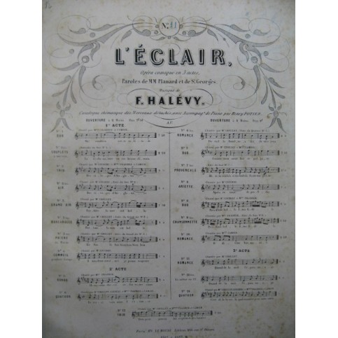 HALÉVY F. L'Eclair No 11 Romance Chant Piano XIXe