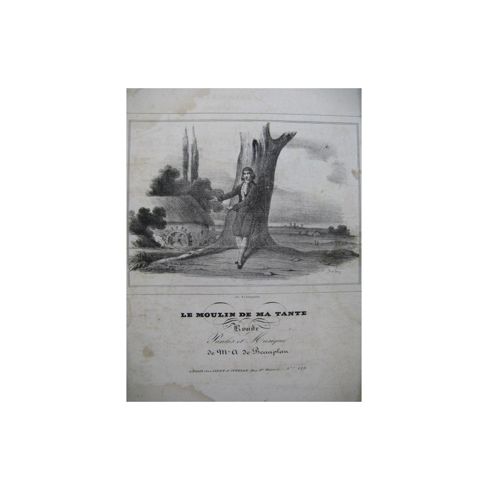DE BEAUPLAN Amédée Le Moulin de ma Tante Chant Guitare ca1830
