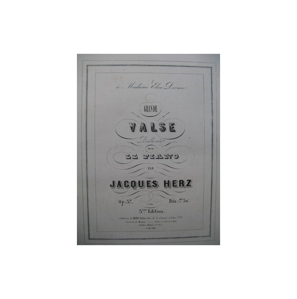 HERZ Jacques Grande Valse Piano ca1850
