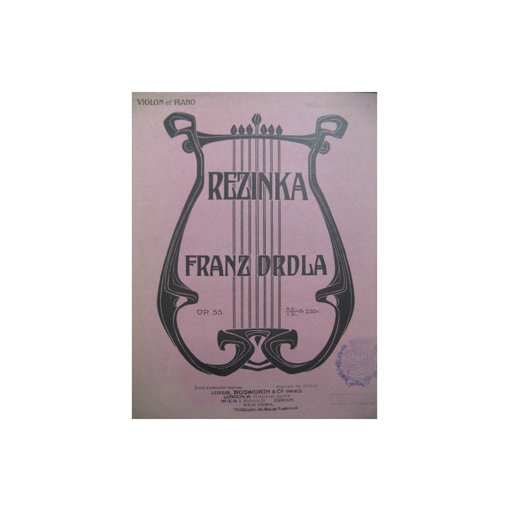 DRDLA Franz Rezinka op 55 Violon Piano 1909