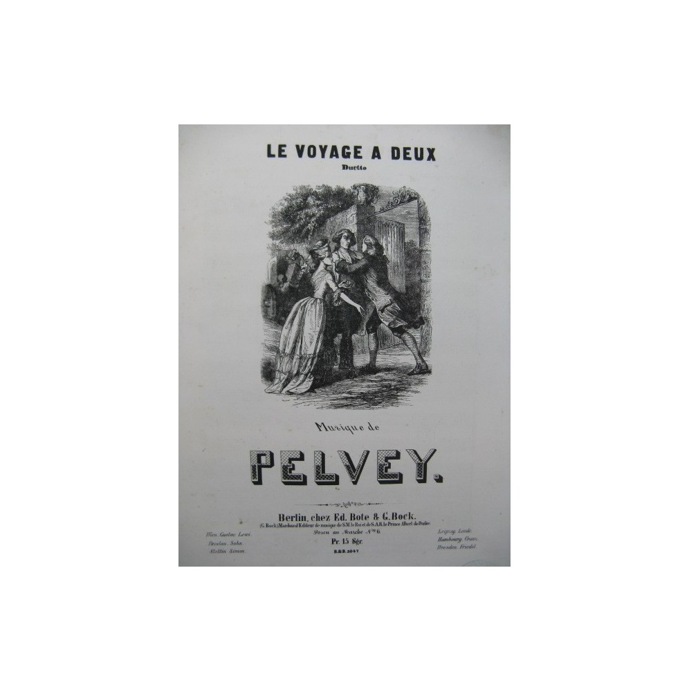 PELVEY A. Le Voyage à Deux Duetto Chant Piano ca1855
