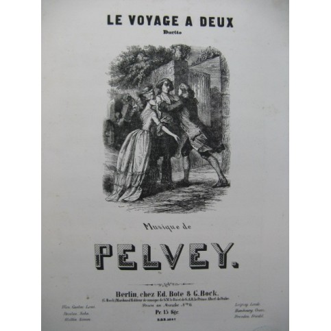 PELVEY A. Le Voyage à Deux Duetto Chant Piano ca1855