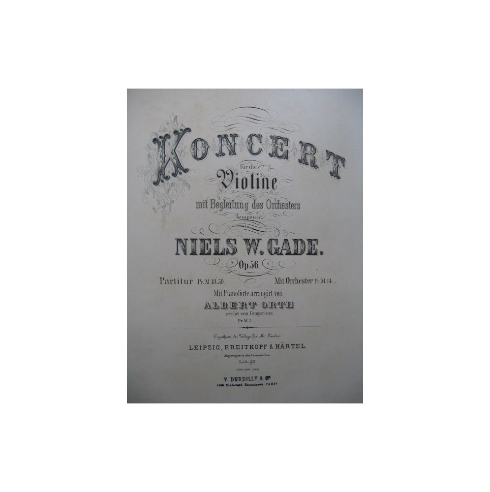 GADE Niels W. Koncert op 56 Piano Violon ca1885