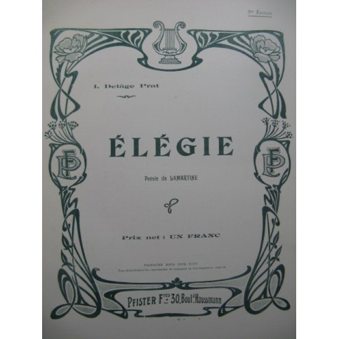 DELÂGE-PRAT I. Élégie Mélodie Chant Piano