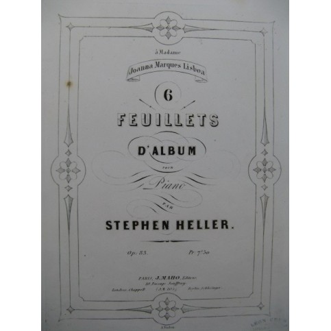 HELLER Stephen 6 Feuillets d'Album Piano 1854