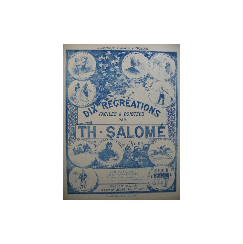 SALOME Théodore Dix Récréations Piano 1926
