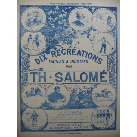 SALOME Théodore Dix Récréations Piano 1926