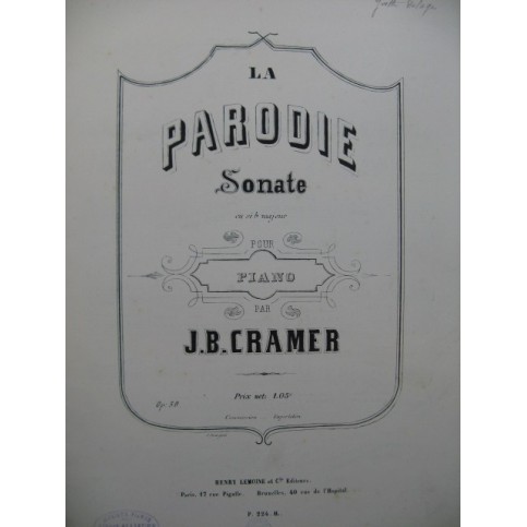 CRAMER J. B. La Parodie Piano