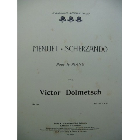 DOLMETSCH Victor Menuet-Scherzando Piano 1902