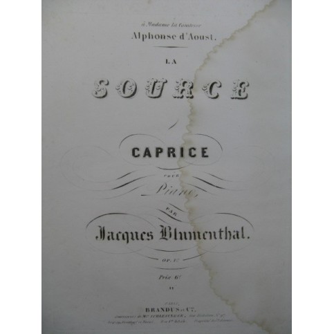 BLUMENTHAL Jacques La Source Piano ca1850