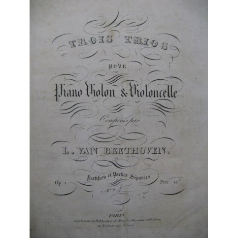 BEETHOVEN Trio op 1 No 2 Piano Violon Violoncelle ca1830