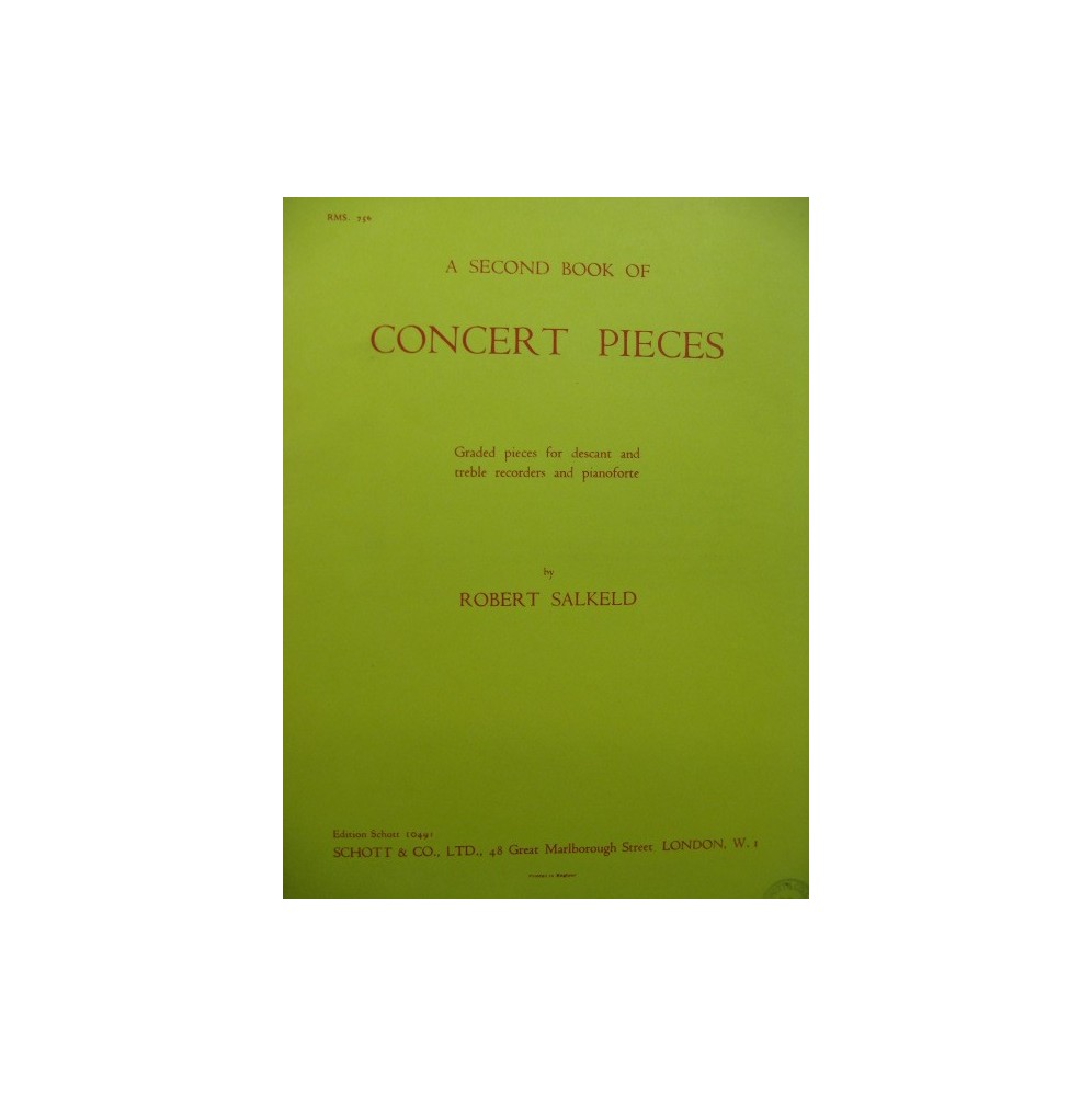 SALKELD Robert A second Book of Concert Pieces Flûte à bec Piano