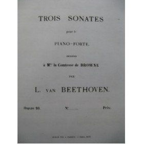 BEETHOVEN Sonate op 10 No 1 Piano 1863