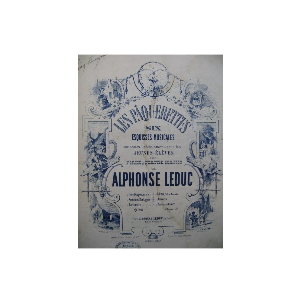 LEDUC Alphonse Les Paquerettes No 6 Piano 4 mains ca1863